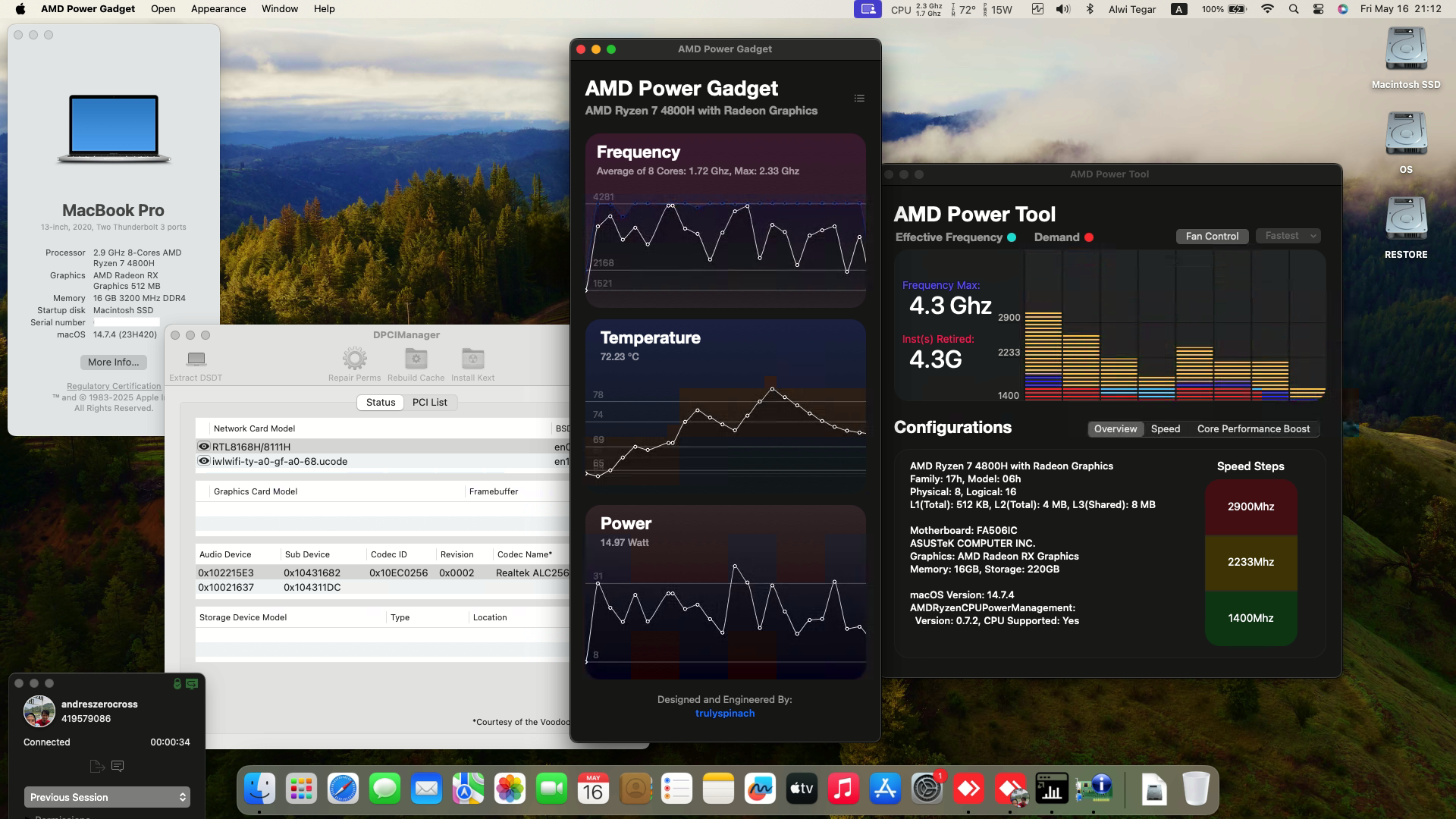 Success Hackintosh macOS Sonoma 14.7.4 Build 23H420 in Asus TUF Gaming A15 FA5061C-R7R3050W11Y2